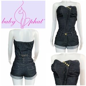 Vintage Y2K Baby Phat Denim Short Romper